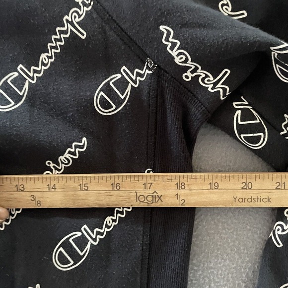 Champion Hoodie Women Size Medium‎ Black All Over Print Logo - Picture 7 of 7